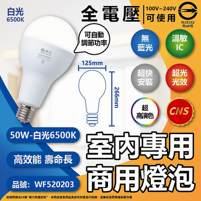 [喜萬年]舞光 LED 50W E27白光 黃光 全電壓 球泡燈 天井燈泡 夜市燈 露營燈 帳棚燈
