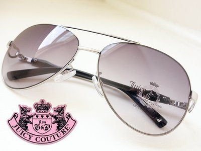 Juicy Couture 太陽眼鏡 墨鏡 倒三角 飛行員款 銀色鏡框 黑色心型設計 鏡架 【以靡正品現貨】