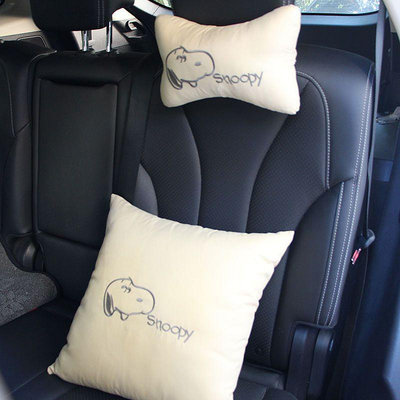 官方史努比新款汽車頭枕抱枕四件套卡通可愛網紅款車用靠枕頸枕護頸枕