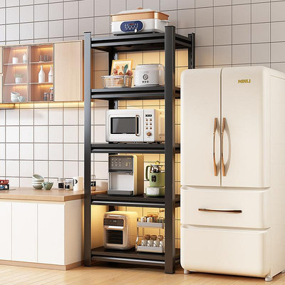 廚房多層落地烤箱置物架冰箱旁夾縫儲物架家用多功能微波爐收納架