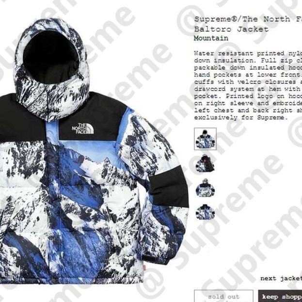 全新現貨Supreme The North Face Mountain Jacket TNF 雪山羽絨