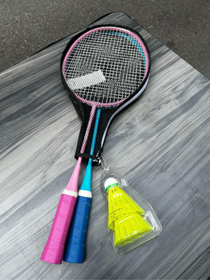 二手迪卡儂購入 兒童羽球拍/兒童羽毛球拍/附球袋和羽毛球2支一對一起賣，台北可面交（已）