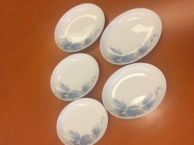 日本製 深川製磁(有田焼) Blue Leaf　橢圓小皿 一組/5pcs
