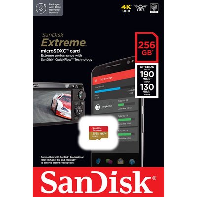含稅附發票 SanDisk 256GB 256G 190MB/s Extreme microSDXC TF U3 V3