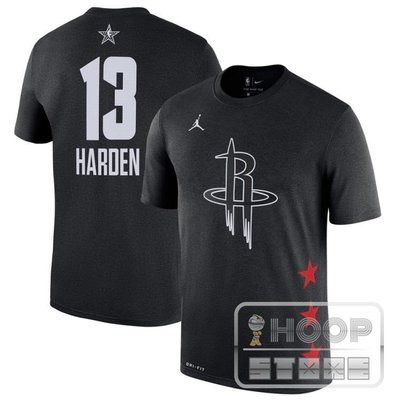 NBA  Curry 全明星T恤 2019年 火箭隊  13號  哈登 James  黑色T恤
