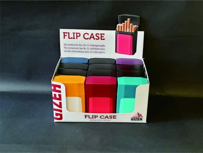 ONE*$1~德國製造GIZEH*FLIP CASE BOX-21支裝《 防潮煙盒》硬塑膠*12色一盒*1200