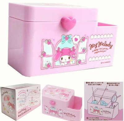 牛牛ㄉ媽*日本進口 Sanrio 美樂蒂 眼鏡小物收納盒 文具收納盒  My Melody飾品置物盒 簡易化妝箱