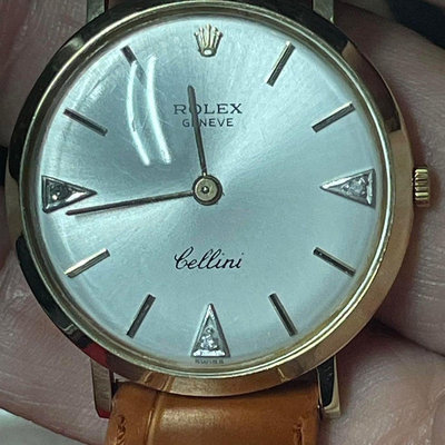 勞力士 Cellini 手上鏈機芯 Cal.1600  14k實金原廠14k金錶釦 代替用真皮錶帶 今年3月剛保養 「單錶」無盒裝、稅單、證書 男女適戴