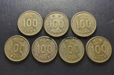 銀幣日本錢幣,1960年昭和34-41年水稻100日元銀幣7枚大全套--漢梁集社
