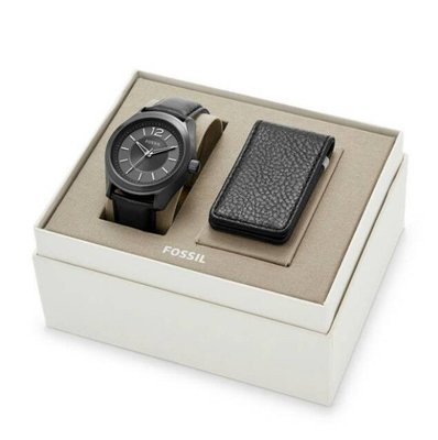 現貨 Fossil 黑色 男錶+鈔票夾 禮盒 KoiKoi 美國代購 時尚精品