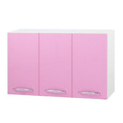 【在地人傢俱】20 環保塑鋼系列-粉紅白雙色3.5尺三門廚房流理台吊櫃/收納櫃/掛壁櫃 GT169-10