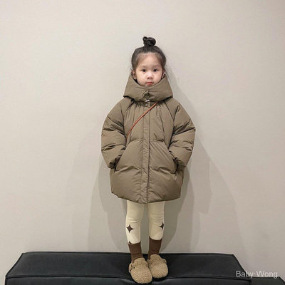 【】Baby·Wong童裝新款冬季男童女童加厚羽絨服韓版女寶寶寬鬆連帽外套