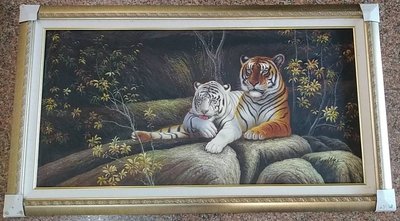 『府城畫廊-手繪油畫』老虎－動物畫－筆法細膩－80x140－(含框價，可換框)－有實體店面，請看關於我聯繫－D79