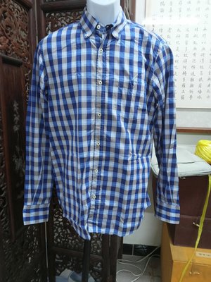 (二手衣物) 西班牙品牌 Massimo Dutti 格紋長袖襯衫(M)(B910)