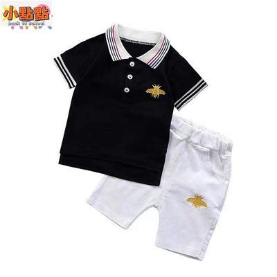 【小點點】Kkx beixuan 兒童套裝 1 男嬰印花 Polo 裙 + 短褲兩件套 2 時尚卡通蜜蜂 3 15 歲幼兒