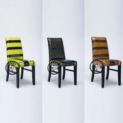 （台中 可愛小舖）英國簡約華麗復古風多色條紋系列繩索固定餐椅椅子 休閒靠背椅無扶手居家主題餐廳個人工作室(共3款)
