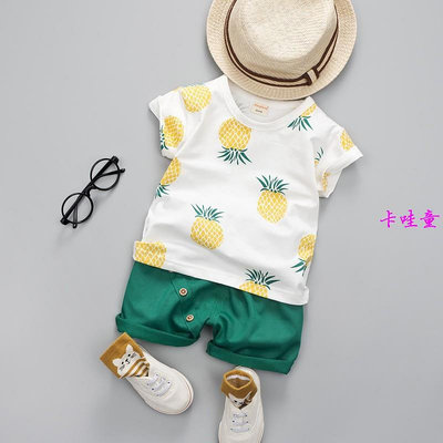 嬰兒服裝套裝2pcs嬰兒t恤+褲子運動男孩衣服夏季上衣