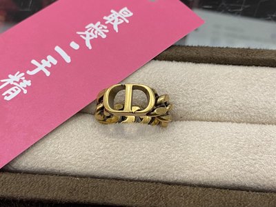 ☆最愛二手精品☆ Christian Dior CD 30 MONTAIGNE 復古金色CD字母戒指 M號 C2951
