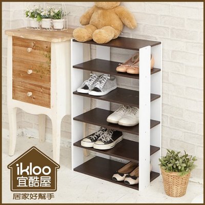 【ikloo】日系優雅五層木質鞋櫃 2色可選 鞋櫃 鞋架 書架 置物架