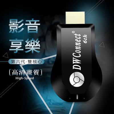 【六代星際銀】雙核心DWConnect全自動HDMI無線影音電視棒(附4大好禮)