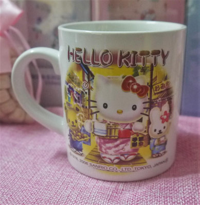 日版﹝Sanrio﹞限定※Hello Kitty凱蒂貓※【ONSEN MEGURI溫泉圖案】陶瓷馬克杯