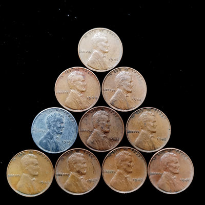 銀幣早期美國1940-1949年1美分麥穗銅幣硬幣 林肯 美洲外國錢幣