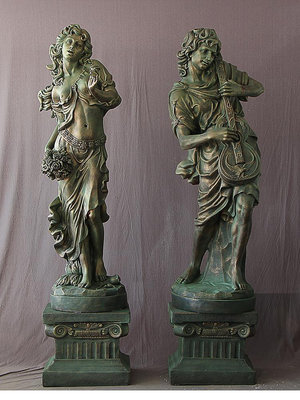 吹拉彈唱音樂人雕塑擺件四季天使財富泉女神歐式人物雕像流水噴泉