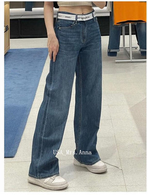 轉,⭐Anna CK美國代購🇺🇸,Calvin Klein jennie同款 CK牛仔褲 直筒 顯瘦 附腰帶 寬鬆 單寧 牛仔褲 S現貨