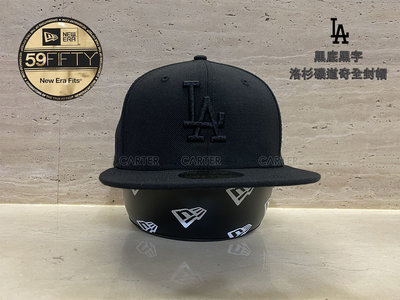 New Era LA Dodgers 59Fifty Black on Black 大聯盟洛杉磯道奇隊黑底黑字全封尺寸帽