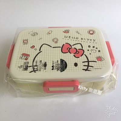 [Kitty 旅遊趣] Hello Kitty 方型便當盒 飯盒 凱蒂貓 單層便當盒 午餐盒 650ml 可微波