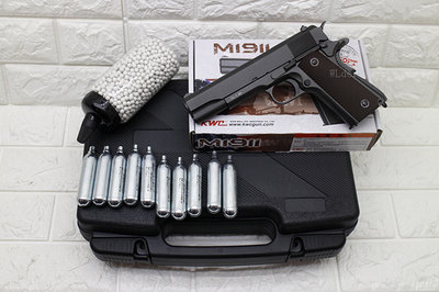 [01] KWC M1911A1 手槍 CO2槍 + CO2小鋼瓶 + 奶瓶 + 槍盒KCB76AH ( 短槍V12