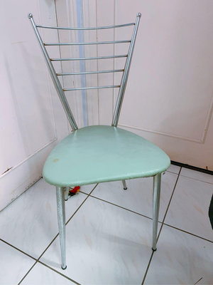 二手家具*現代風· 蒂芬妮綠餐桌椅～不鏽鋼材質皮椅～居家化妝·靠背椅～限台中自取