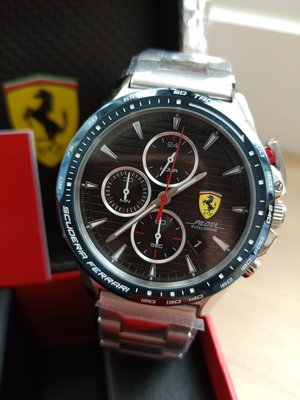 FERRARI 法拉利三眼計時極勁鋼帶腕錶✿全新✿