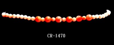 CR-1470 紅珊瑚6個圓珠(4.5MM)+粉紅珊瑚圓珠(3MM)手鍊7”