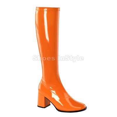 Shoes InStyle《三吋》美國品牌 FUNTASMA 原廠正品漆皮方頭及膝中長馬靴 有大尺碼『橘色』