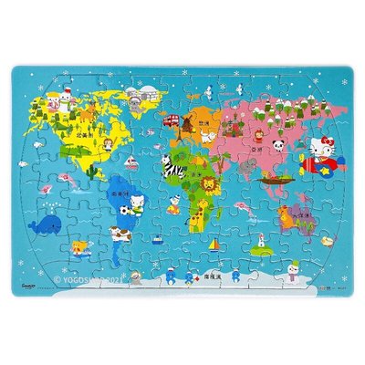 Hello Kitty 環遊世界拼圖 C678072/一個入(定150) 80片世界地圖拼圖 世界拼圖 世一 台灣製造