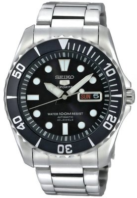 【金台鐘錶】SEIKO 精工錶 經典款 100m 機械錶 潛水錶 (黑水鬼) SNZF17K1  SNZF17