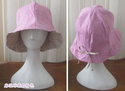 日本pozzyrap精緻蕾絲 雙面戴 日本遮陽帽 防曬帽 小顏帽 綁馬尾可使用 防曬抗UV 55-57CM 麻混粉色