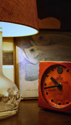 中古德國喬漢斯JUNGHANS 陶瓷電鐘，好看的太空時代顏色