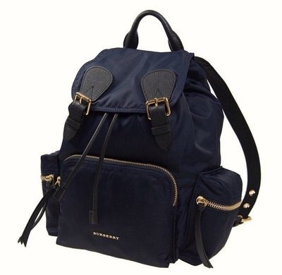 （出售）Burberry Rucksack Backpack 防水帆布後背包 中款 深藍配黑色  金鏈 金扣 經典熱銷款