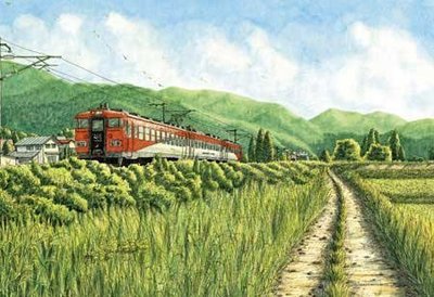 日本正版拼圖．繪畫風景 鄉間火車 300片絕版拼圖，03-700