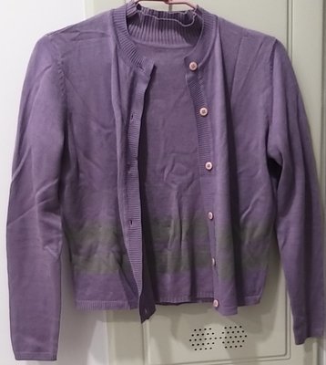 RESERVED 紫色 二件式針織 外套 + 立領短袖上衣 歐碼 38號/M號 131元起標
