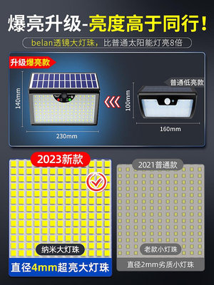 太陽能戶外庭院燈家用花園超亮防水新農村路燈人體感應照明壁燈熱心小賣家