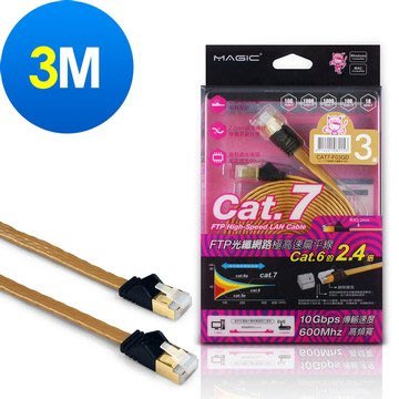 ☆YoYo 3C☆ MAGIC Cat.7 FTP光纖網路極高速扁平網路線(專利折不斷接頭) 3M