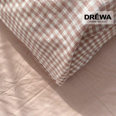 【現貨精選】Drewaselect 純棉水洗棉床包組 純棉純色格子床包 被套 枕頭套套件床包4件組 單人/雙人/加大/特