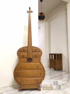 ［韓珈柚木wood] 柚木大提琴  高約190公分柚木裝飾提琴 柚木擺飾品 柚木裝飾品
