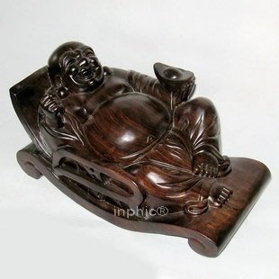 INPHIC-佛像 越南紅木工藝品木雕擺飾 開心睡佛 彌勒佛像 笑佛