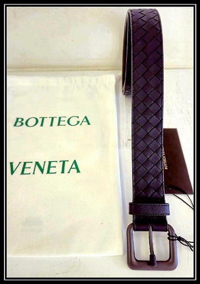 2024春夏新款~BOTTEGA VENETA 經典編織黑色皮帶(24S055)