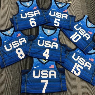 【22種款式】2020年奧運會美國男籃隊球衣 藍色 白色 熱壓版 籃球服 利拉德 杜蘭特 布克 運動上衣 背心 休閒服-时尚穿搭