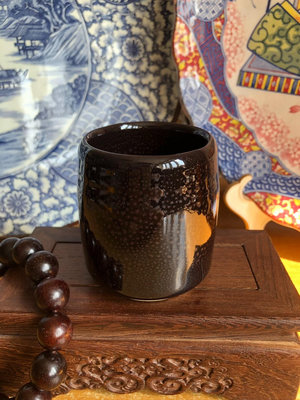 日本回流 【平安如泉】油滴天目釉 主人杯 茶杯